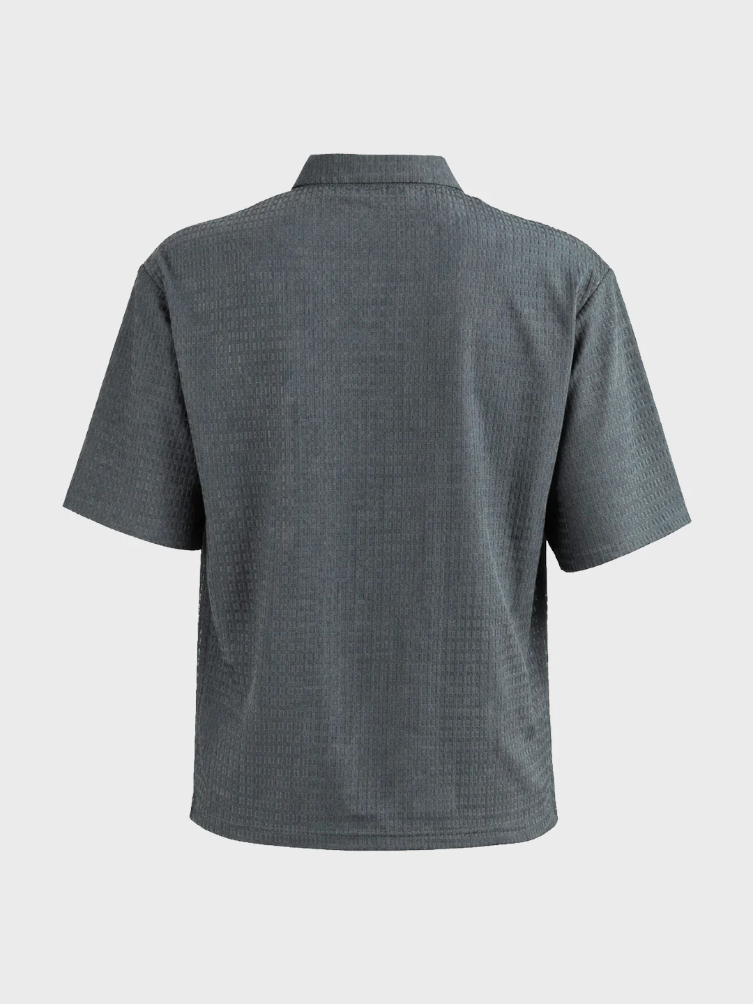 Men's Grey Boxy Fit Textured Casual T-Shirt - Image 6