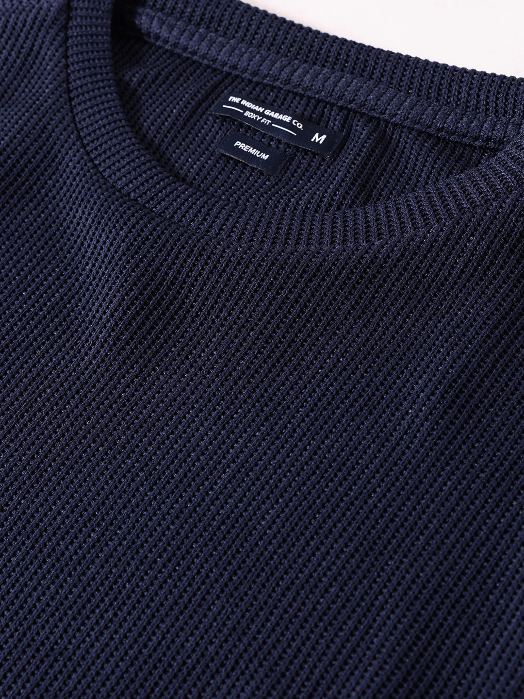 Men's Grey Boxy Fit Textured Casual T-Shirt - Image 6