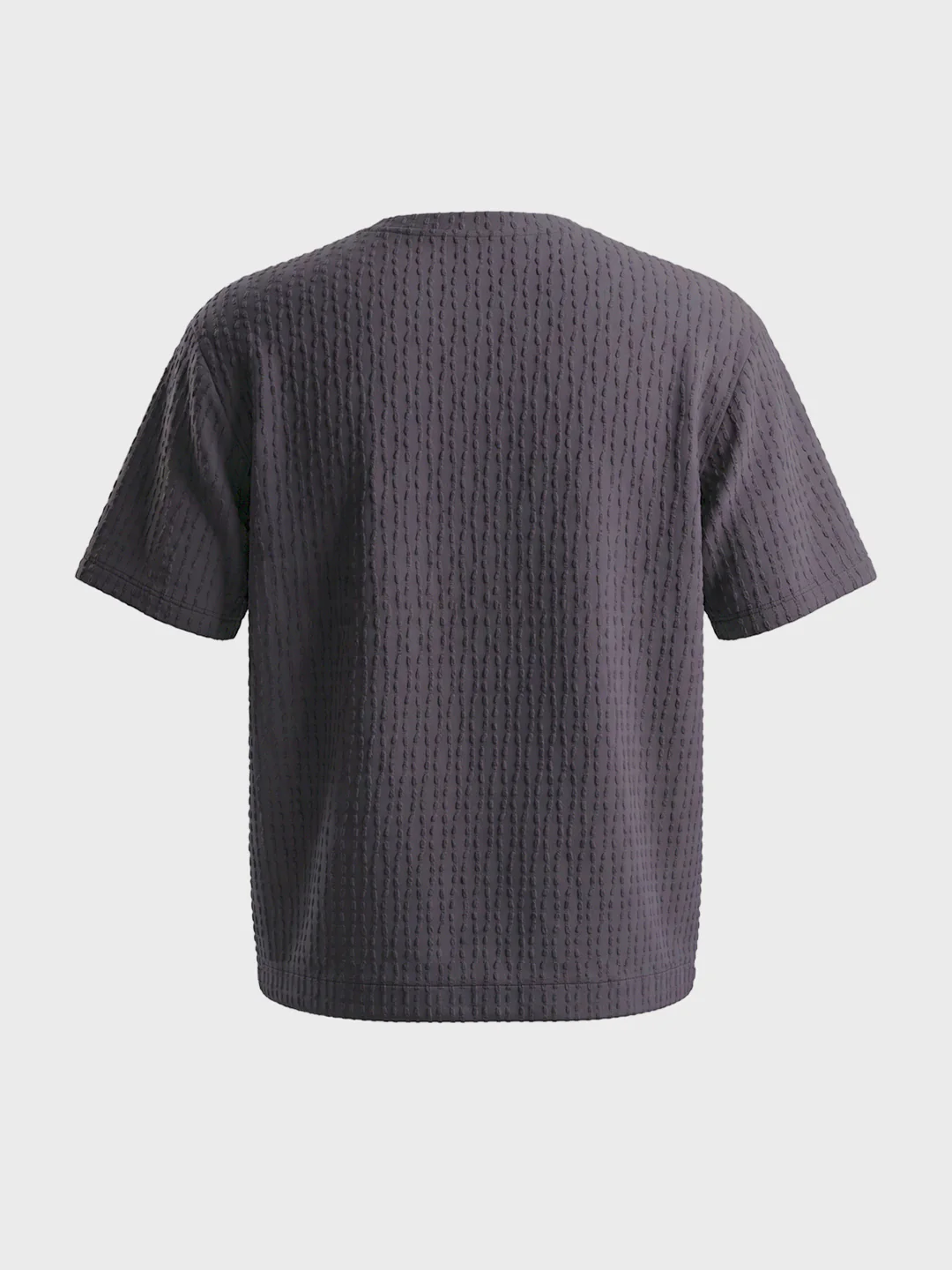 Men's Grey Boxy Fit Textured Resort Wear T-Shirt - Image 5