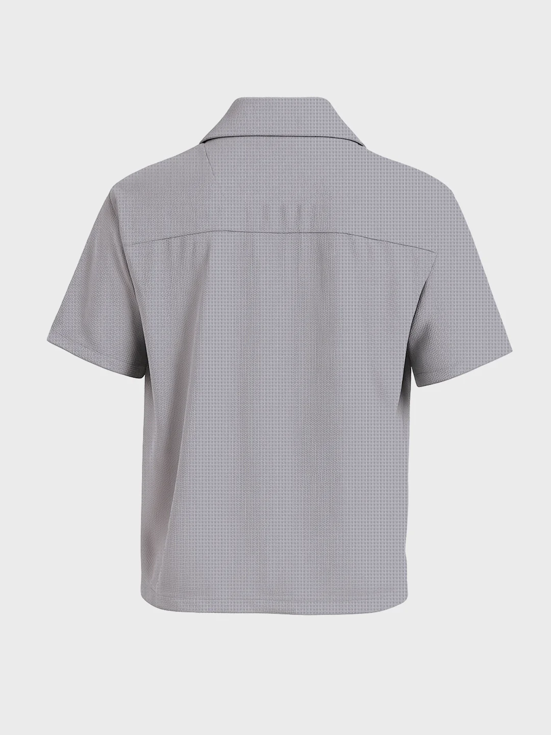 Men's Grey Boxy Fit Textured Utility Shirt - Image 4