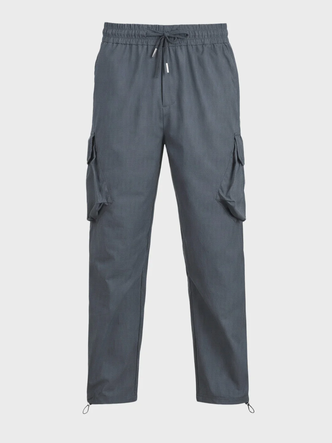 Men's Grey Loose Fit Solid Utility Cargo - Image 6