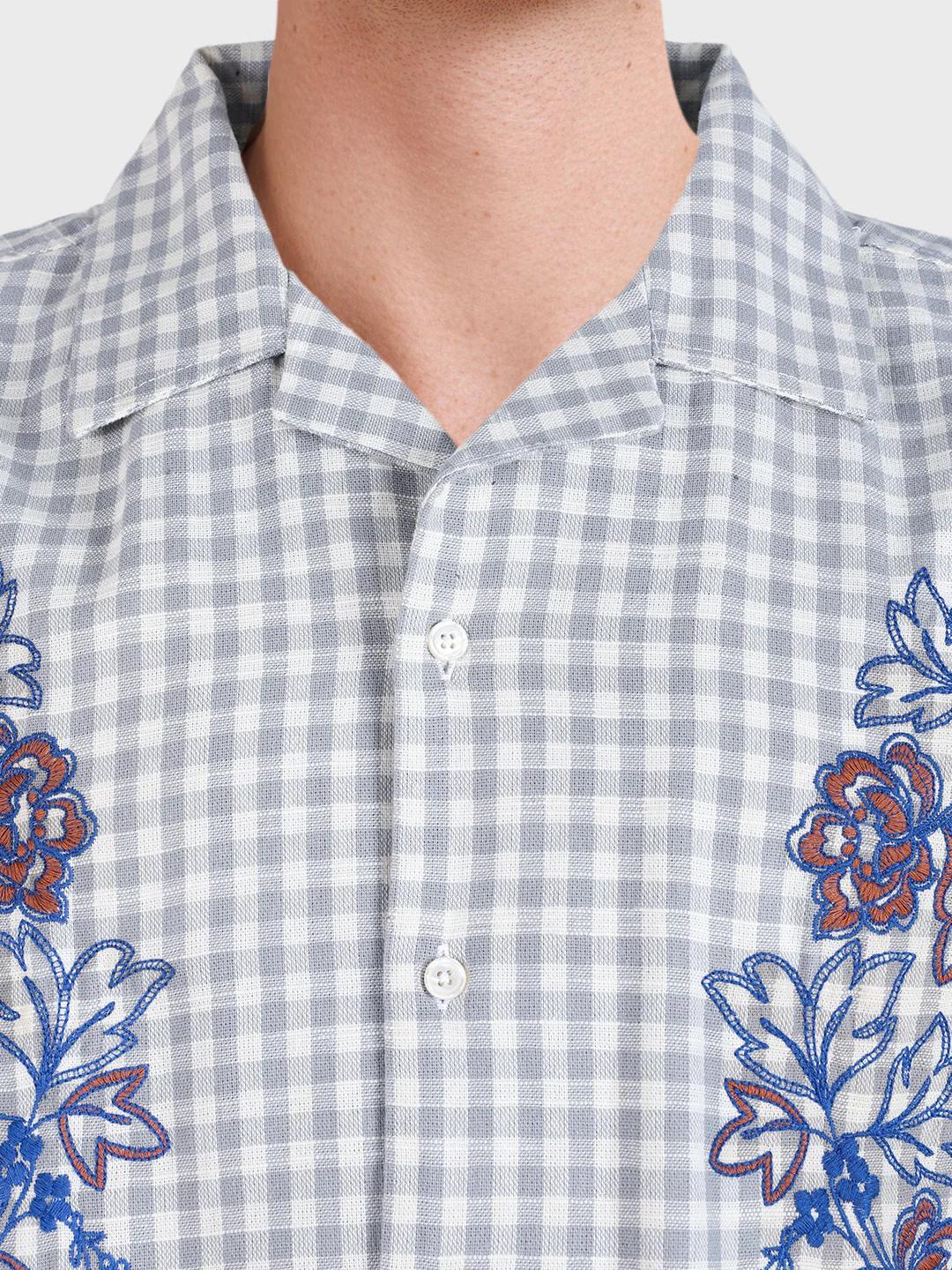 Men's Grey Oversized Fit Embroidered Resort Wear Coordinates - Image 7