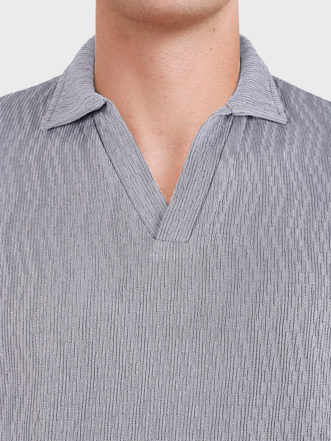 Men's Grey Oversized Fit Textured Casual T-Shirts - Image 7