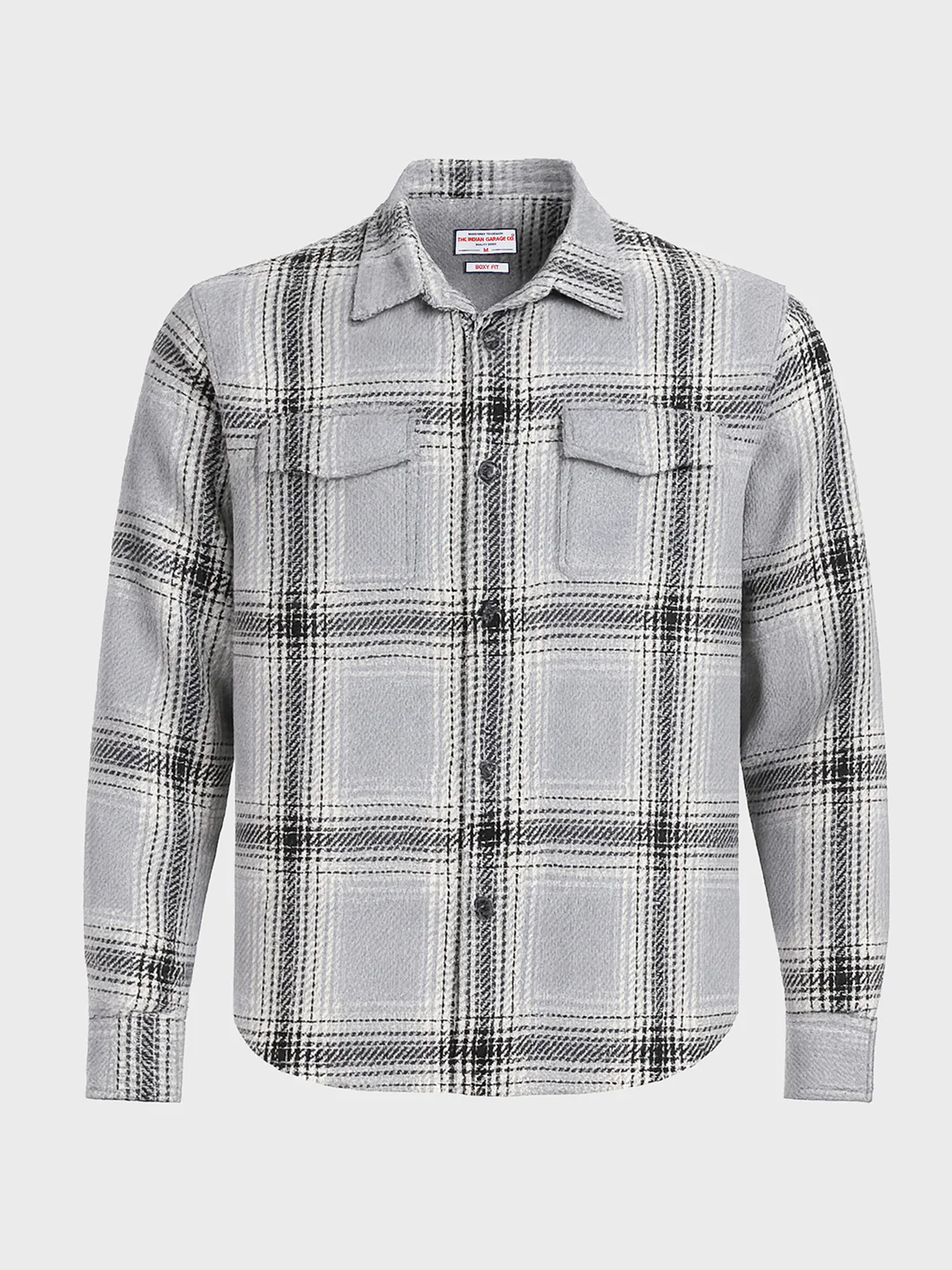 Men's Grey Regular Fit Checked Casual Shirt - Image 4