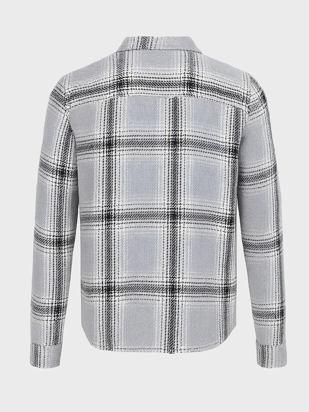 Men's Grey Regular Fit Checked Casual Shirt - Image 5