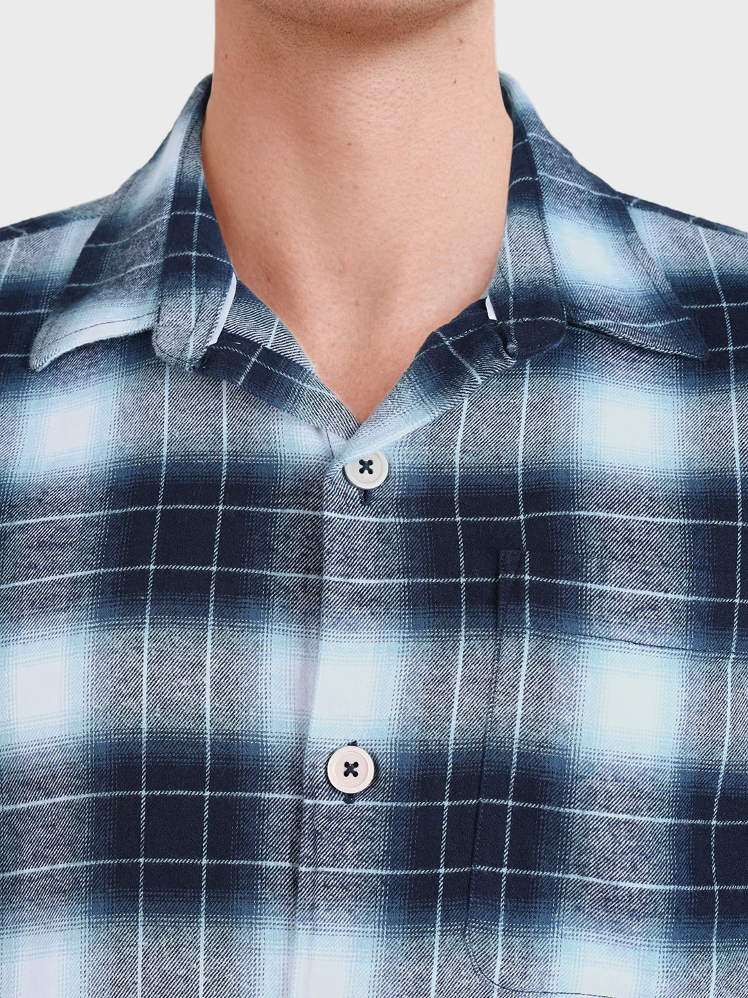 Men's Blue Regular Fit Checkered Casual Shirt - Image 3
