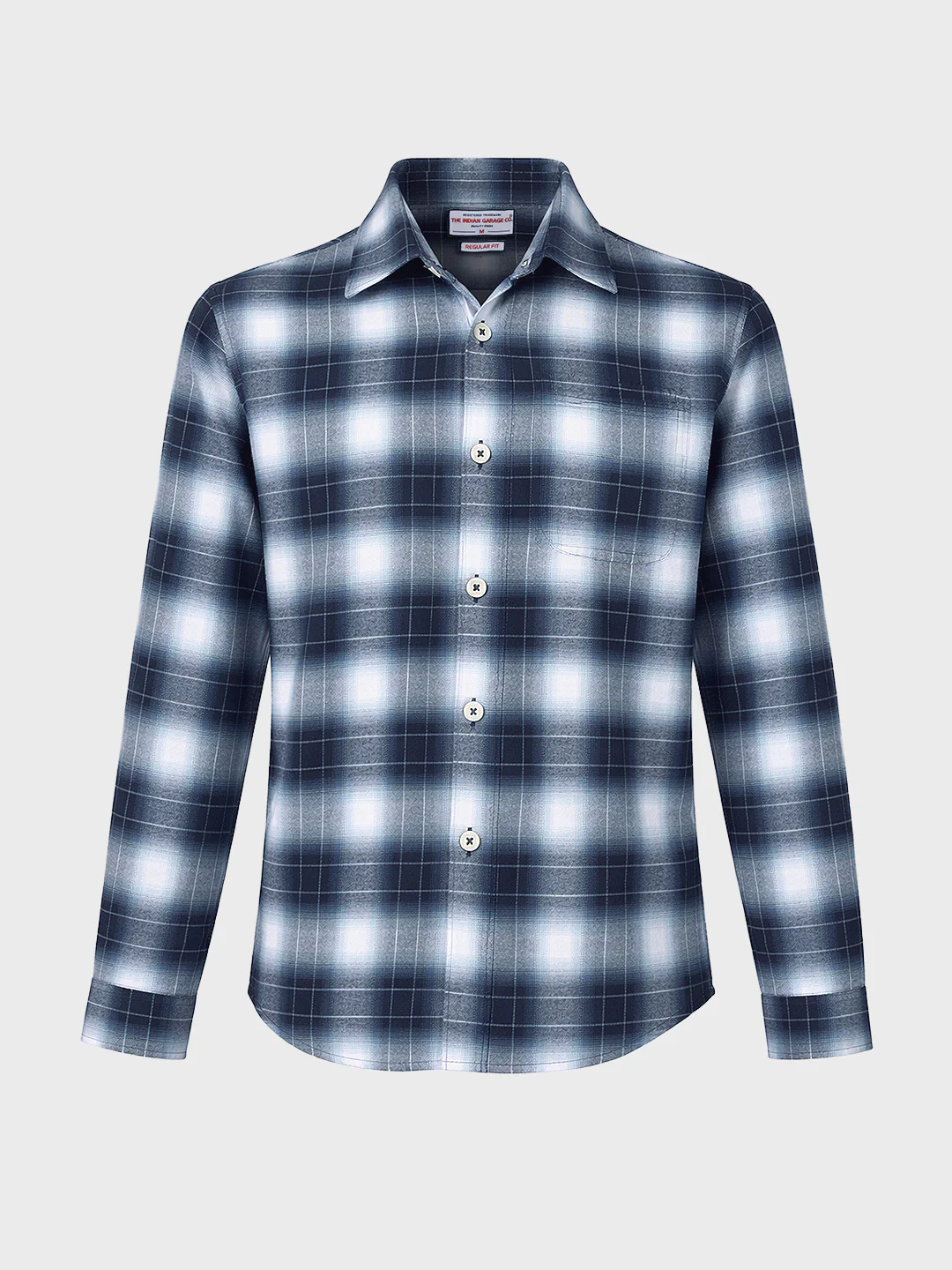 Men's Blue Regular Fit Checkered Casual Shirt - Image 6