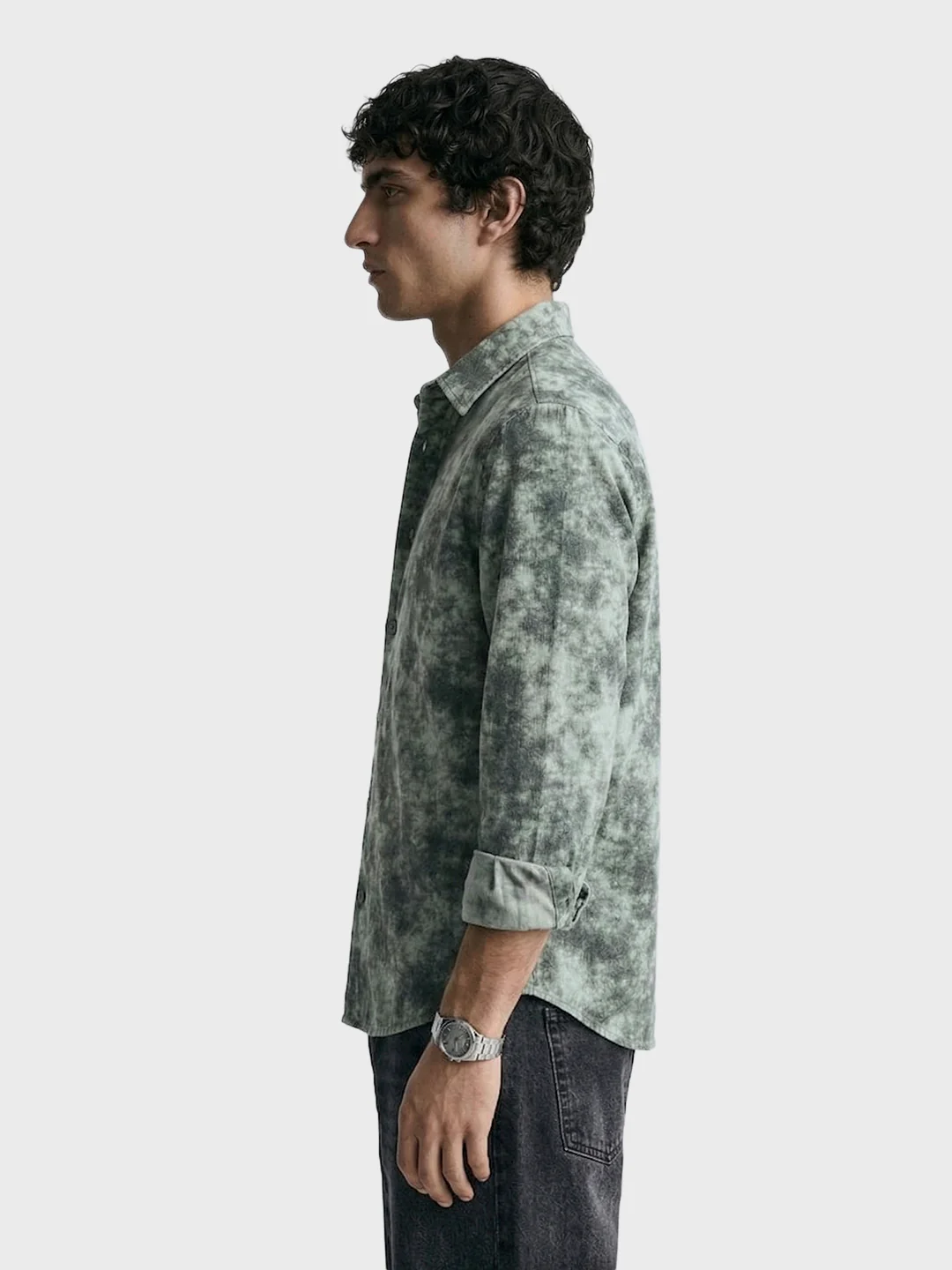 Men's Green Regular Fit Printed Casual Shirt - Image 4