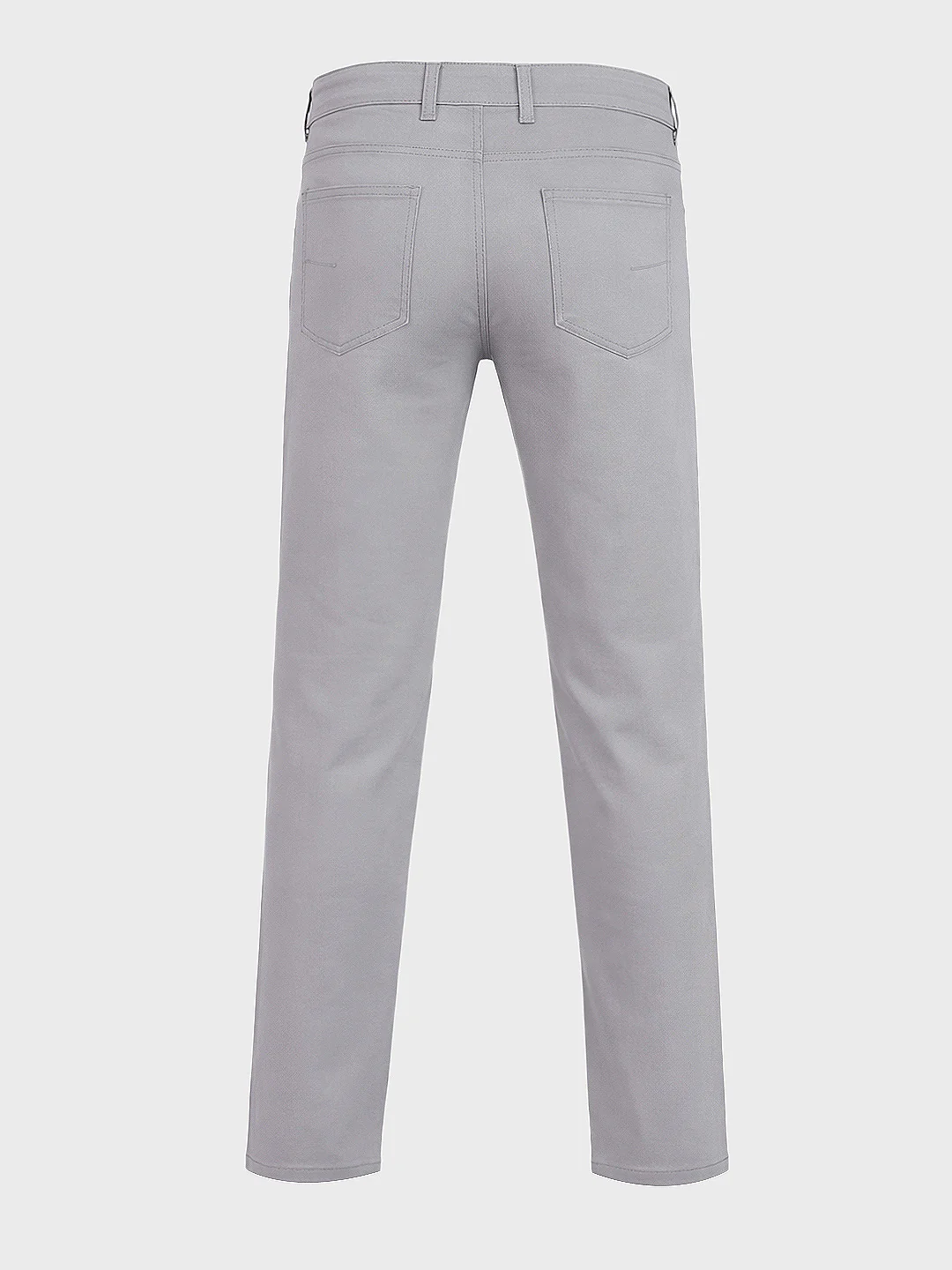 Men's Grey Regular Fit Solid Casual Chinos - Image 5