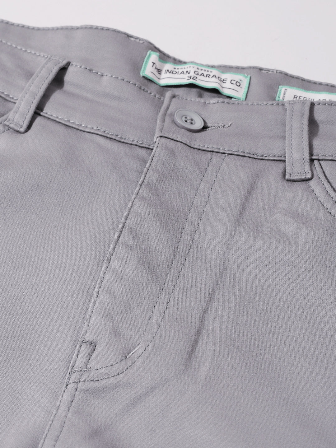 Men's Grey Regular Fit Solid Casual Chinos - Image 6
