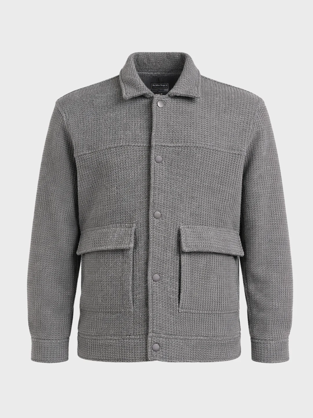 Men's Grey Regular Fit Solid Casual Jacket - Image 3