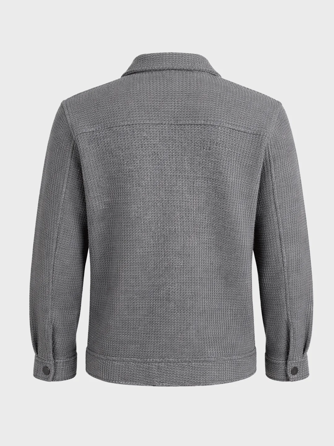 Men's Grey Regular Fit Solid Casual Jacket - Image 4