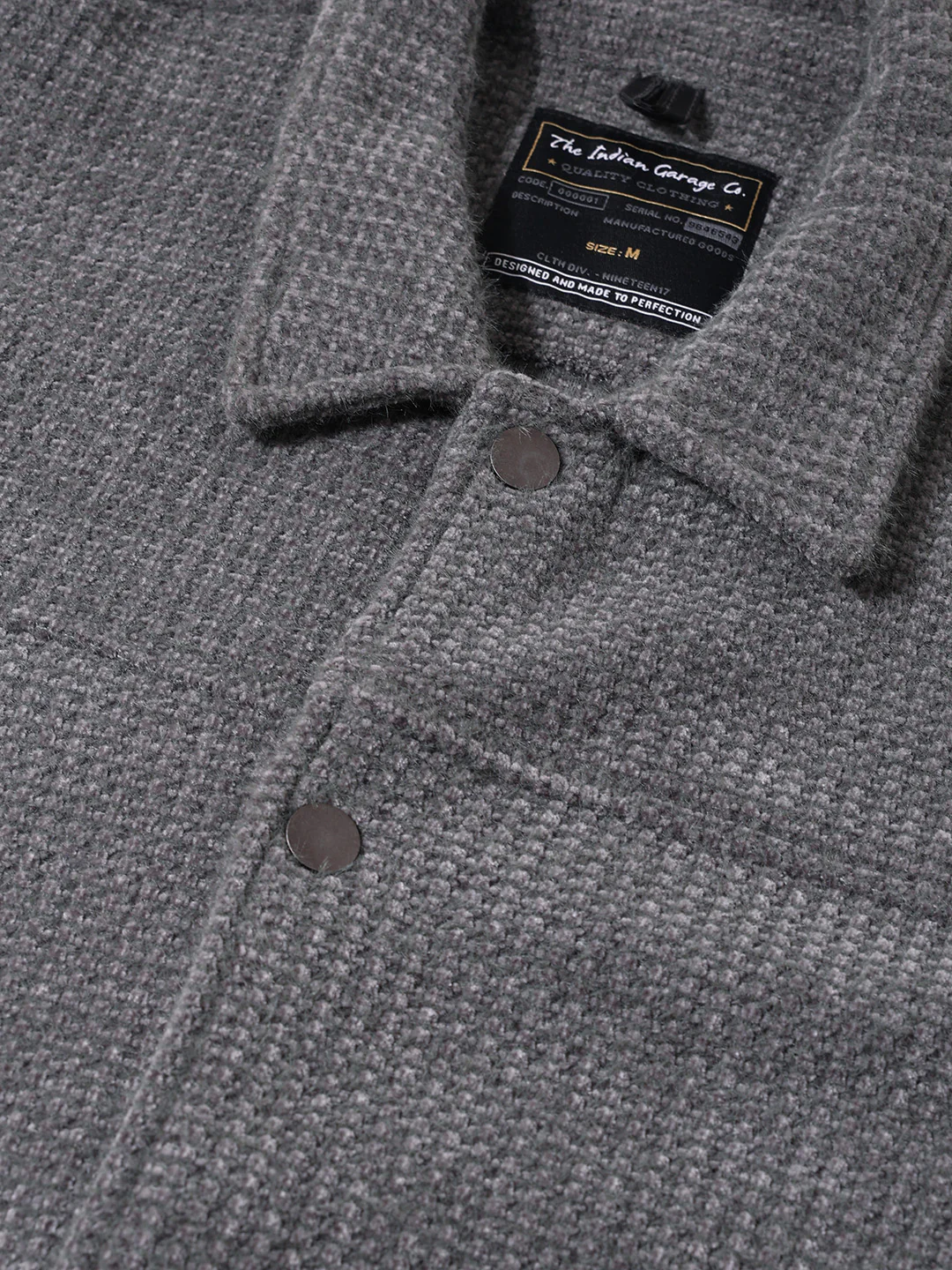 Men's Grey Regular Fit Solid Casual Jacket - Image 5