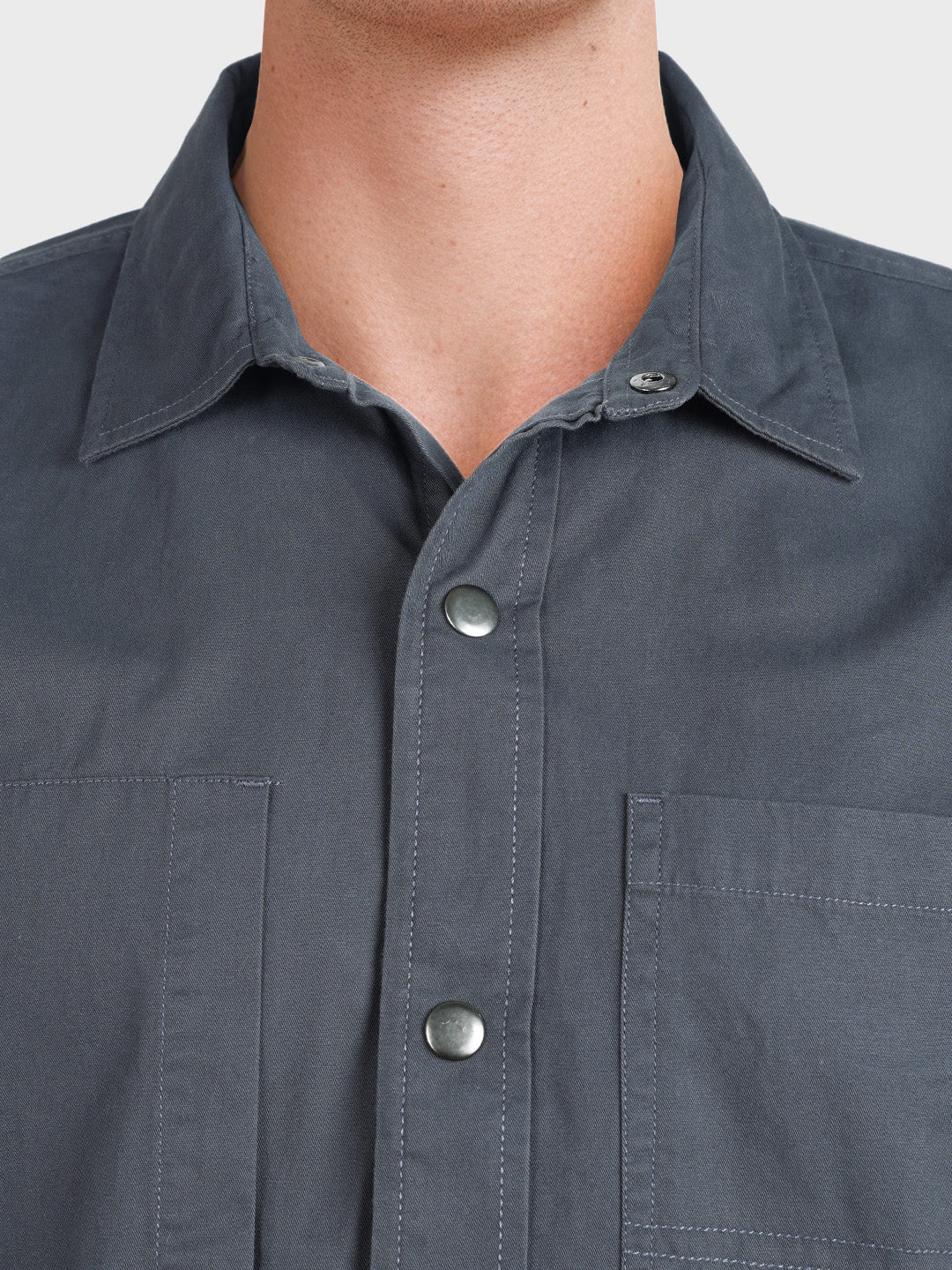 Men's Grey Regular Fit Solid Casual Shirt - Image 3