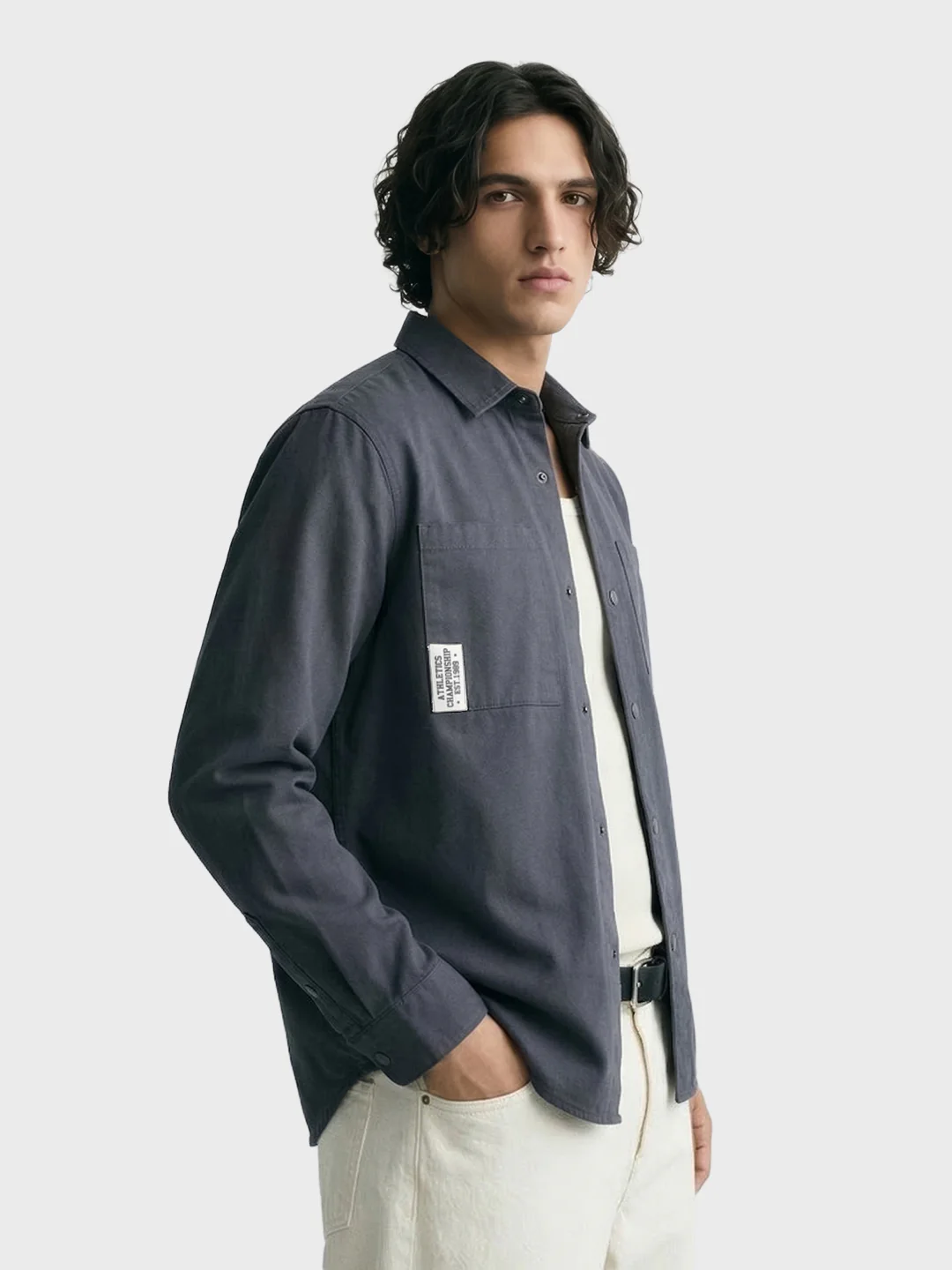 Men's Grey Regular Fit Solid Casual Shirt - Image 4
