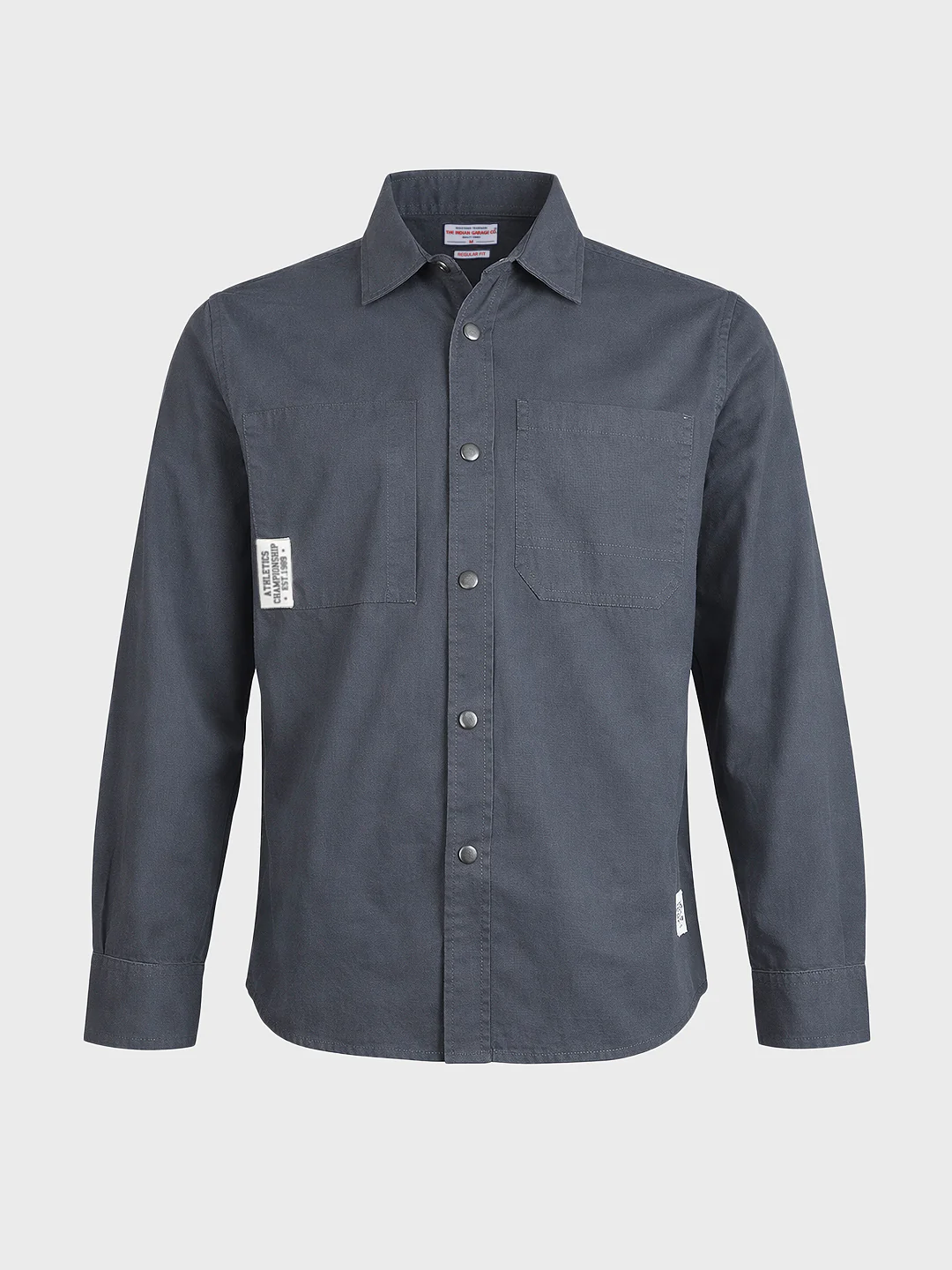 Men's Grey Regular Fit Solid Casual Shirt - Image 6