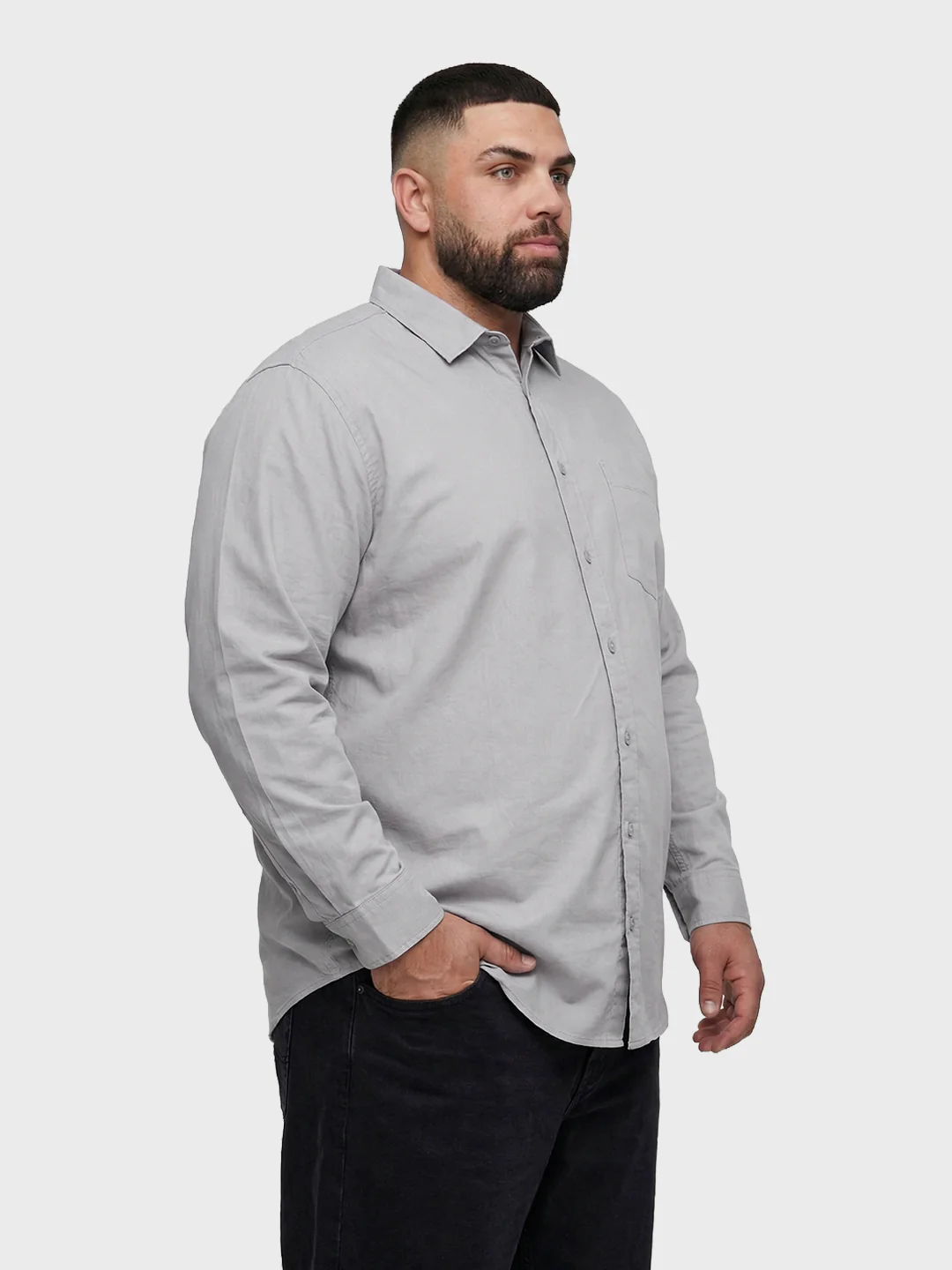 Men's Grey Regular Fit Solid Casual Shirt - Image 2