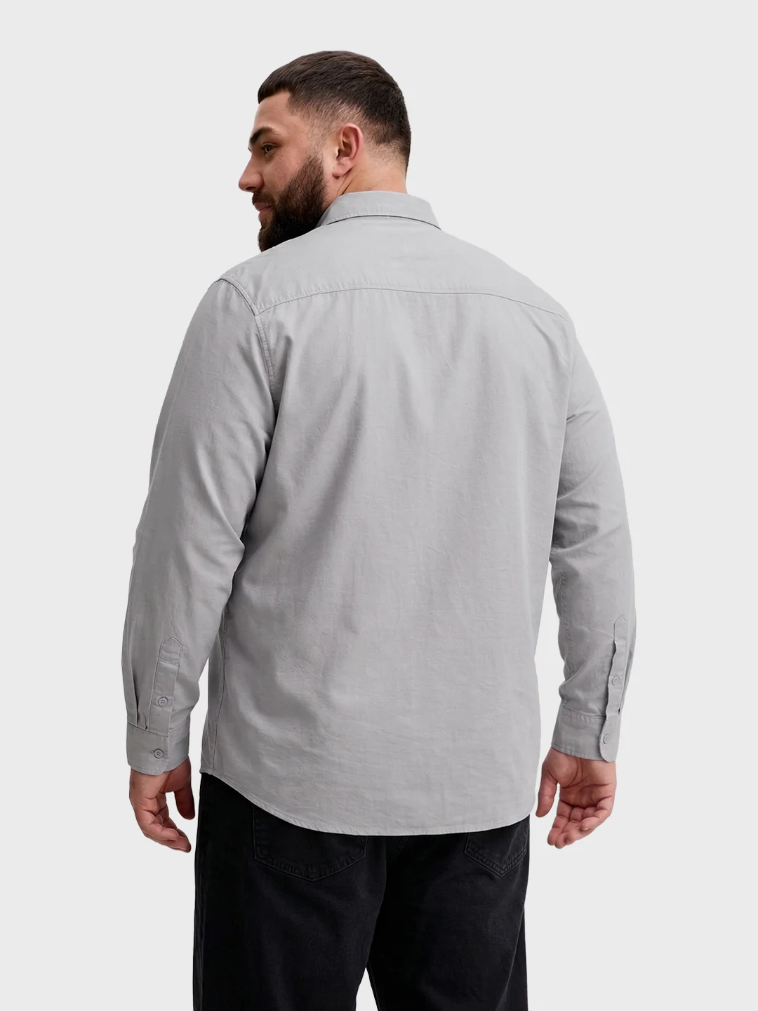Men's Grey Regular Fit Solid Casual Shirt - Image 3