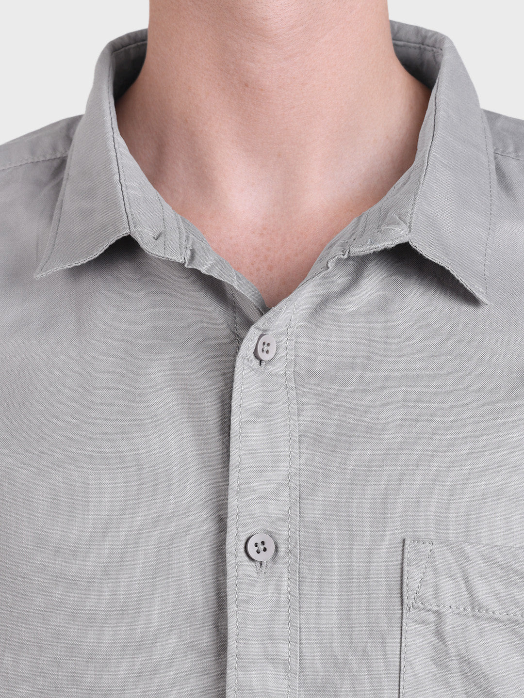 Men's Grey Regular Fit Solid Casual Shirt - Image 6