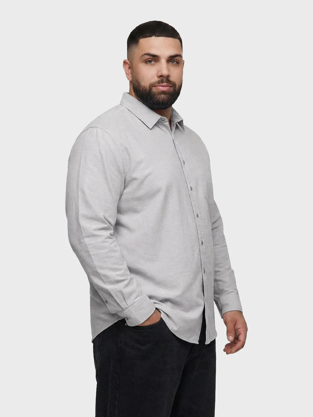 Men's Grey Regular Fit Solid Casual Shirt - Image 2