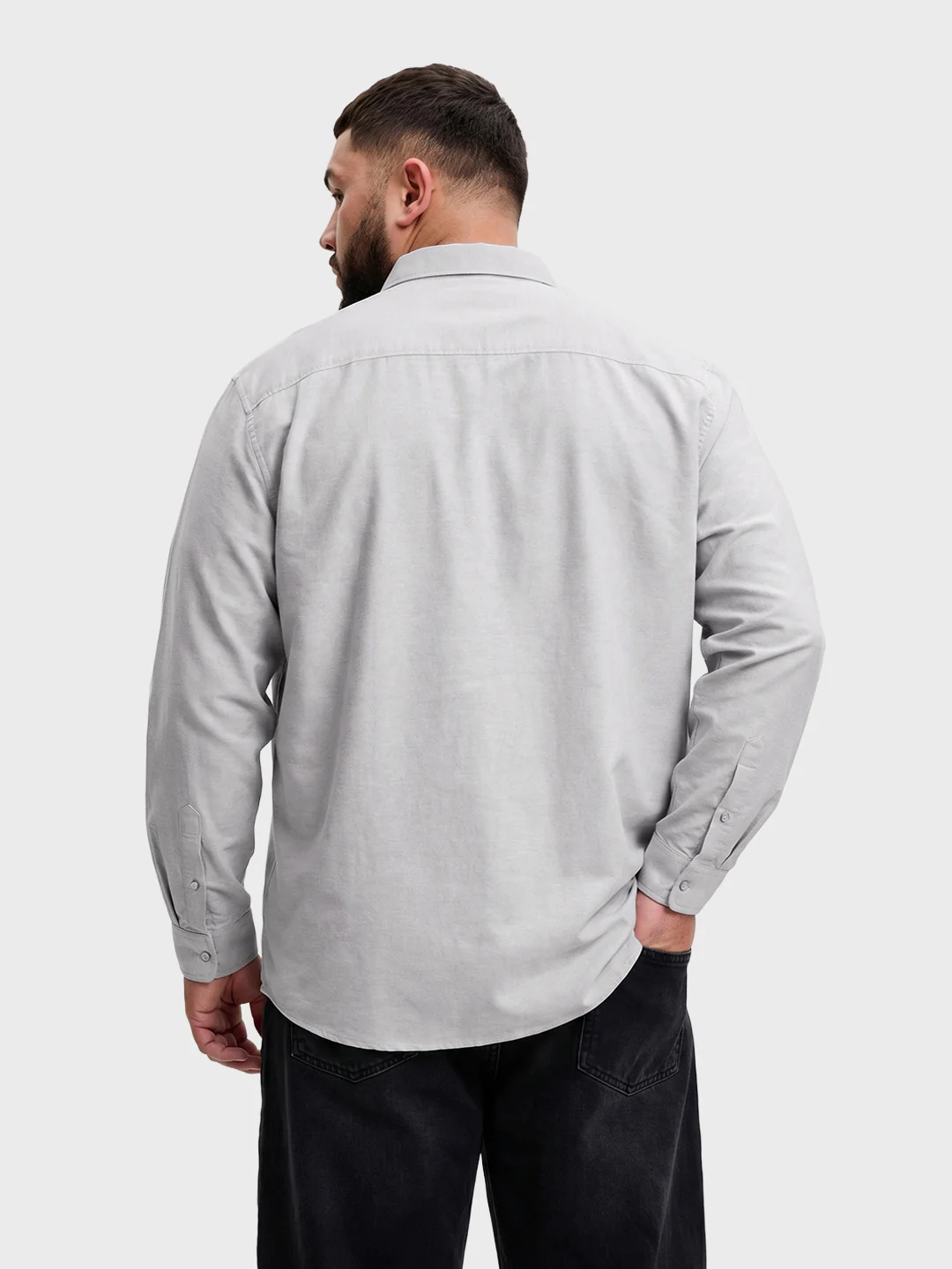 Men's Grey Regular Fit Solid Casual Shirt - Image 3