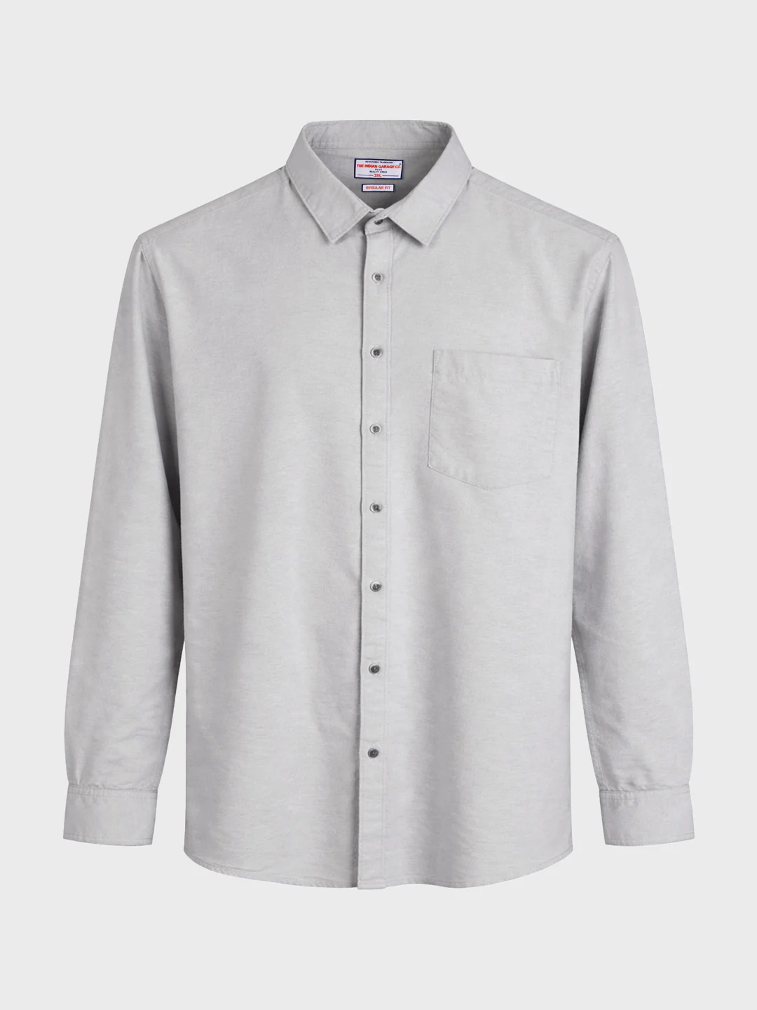 Men's Grey Regular Fit Solid Casual Shirt - Image 4