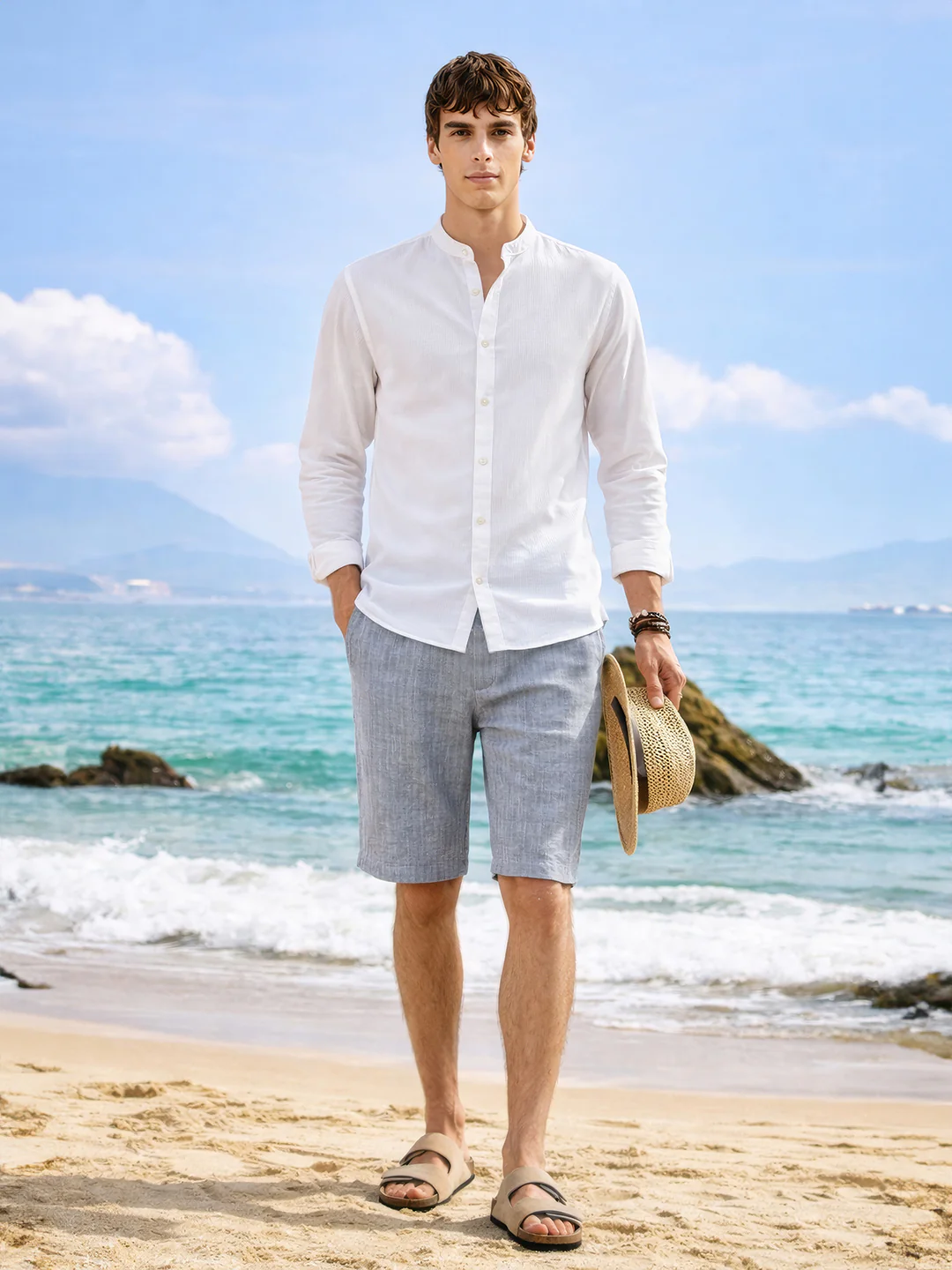 Men's Grey Regular Fit Solid Casual Shorts - Image 3