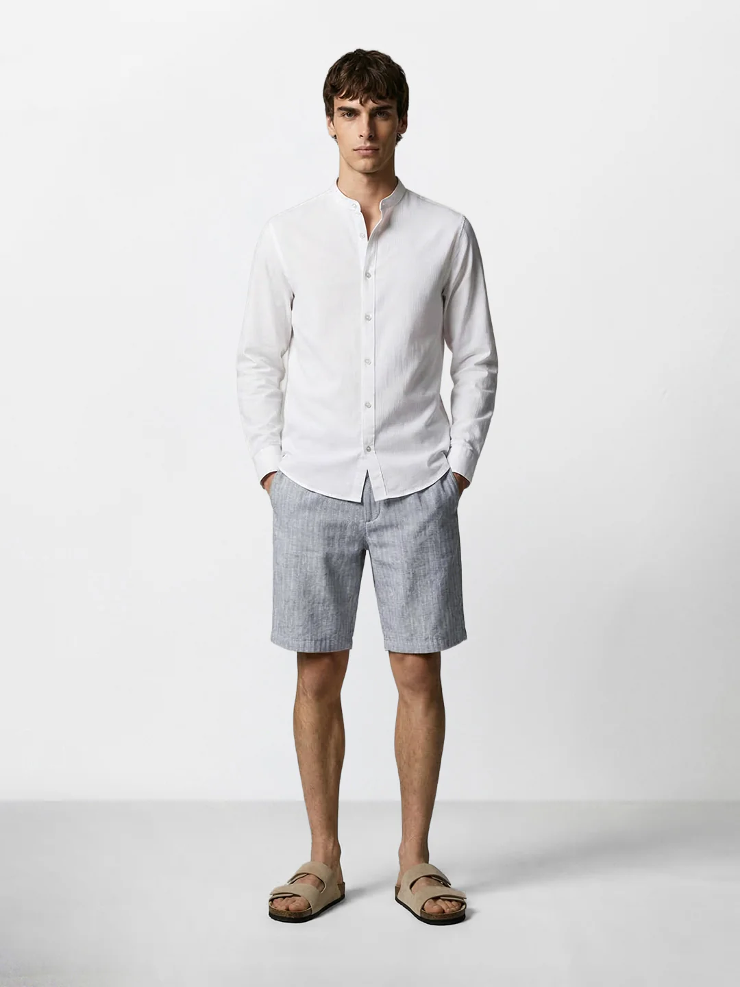 Men's Grey Regular Fit Solid Casual Shorts - Image 5