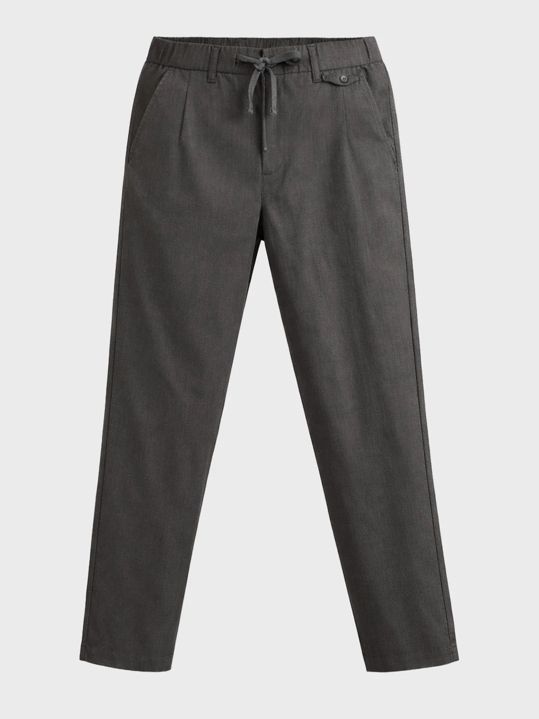Men's Grey Regular Fit Solid Casual Trousers - Image 5