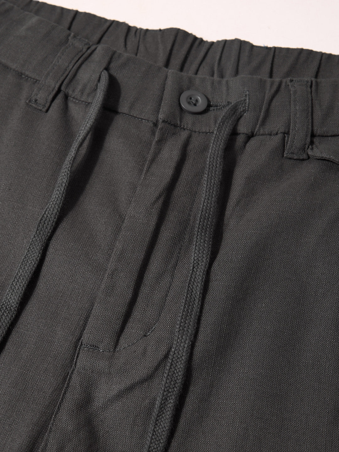 Men's Grey Regular Fit Solid Casual Trousers - Image 7