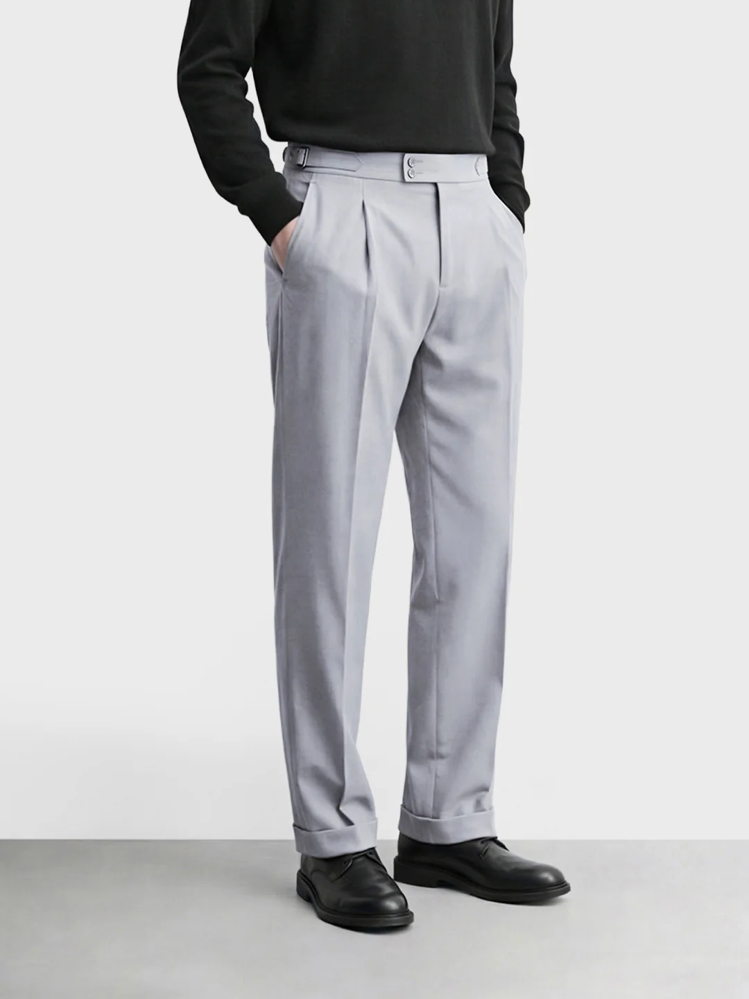 Men's Grey Regular Fit Solid Casual Trousers - Image 2