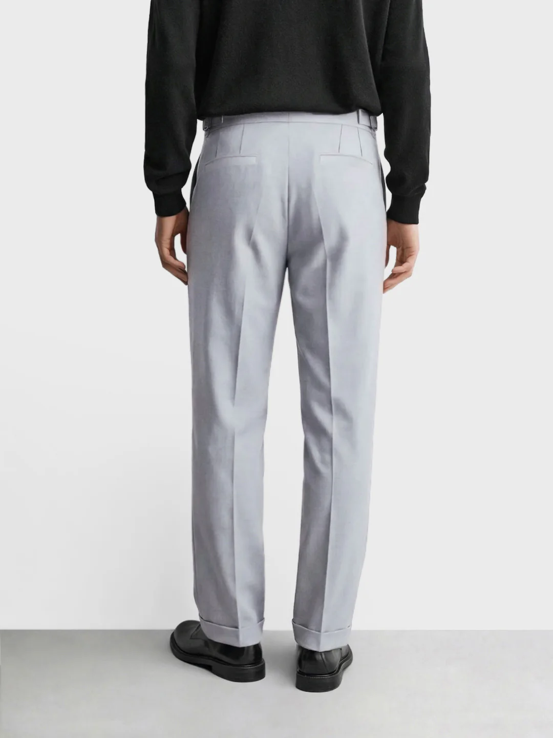 Men's Grey Regular Fit Solid Casual Trousers - Image 4