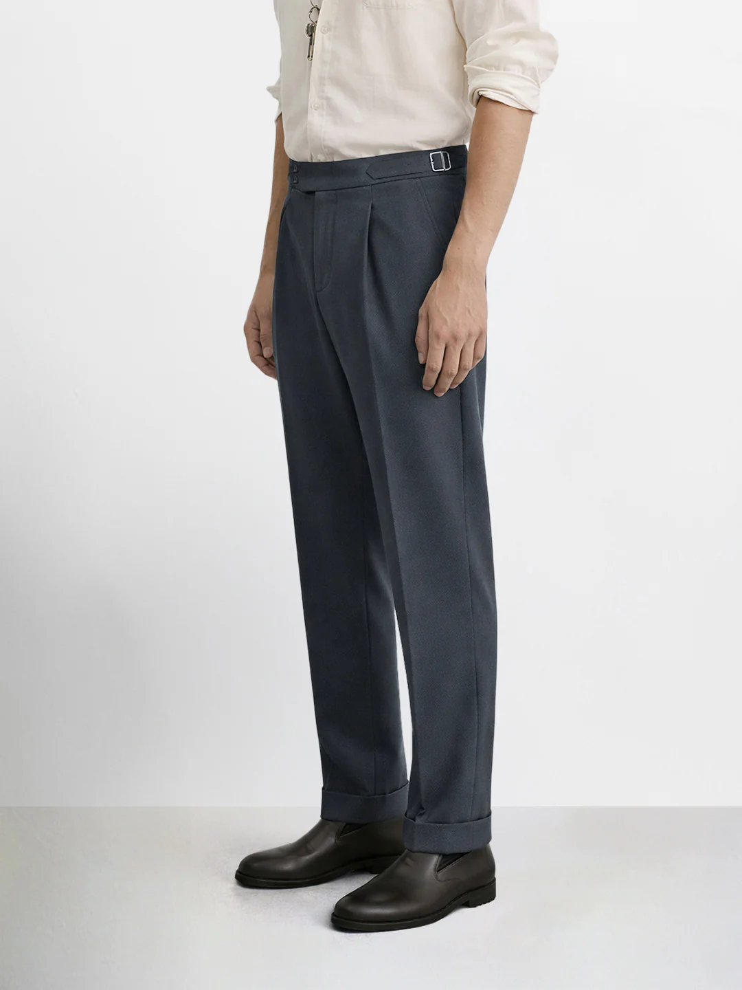 Men's Grey Regular Fit Solid Casual Trousers - Image 2