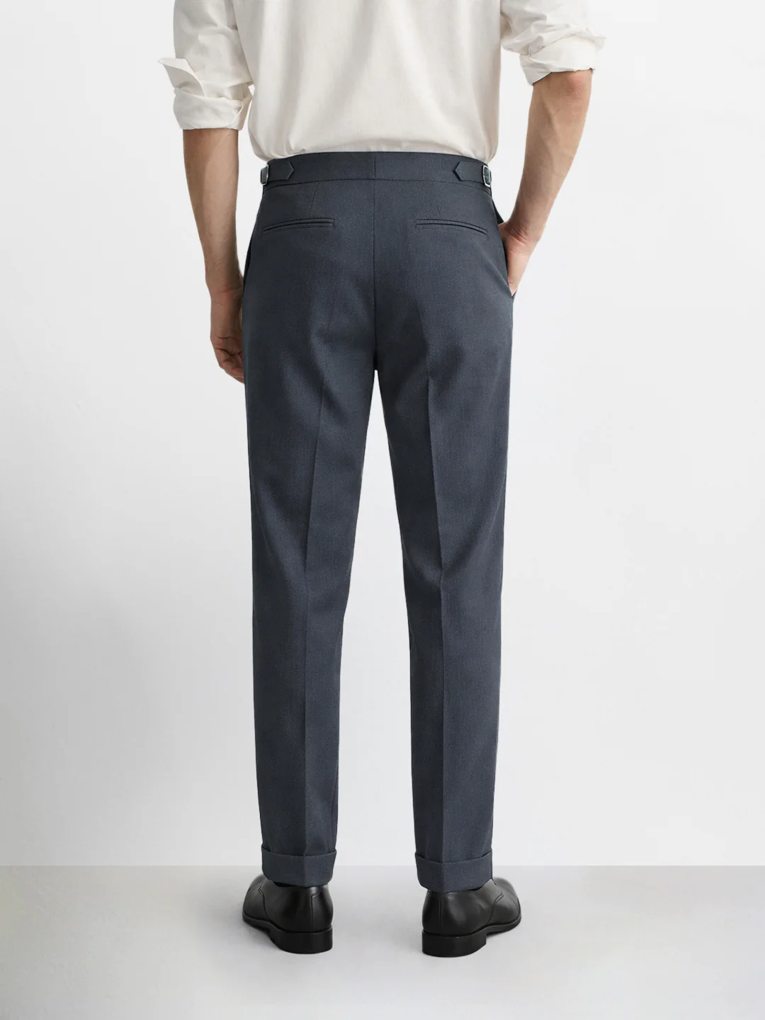 Men's Grey Regular Fit Solid Casual Trousers - Image 4