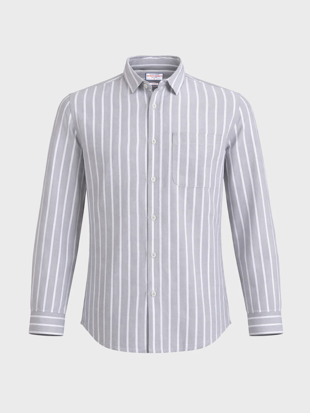 Men's Grey Slim Fit Striped Casual Shirts - Image 6