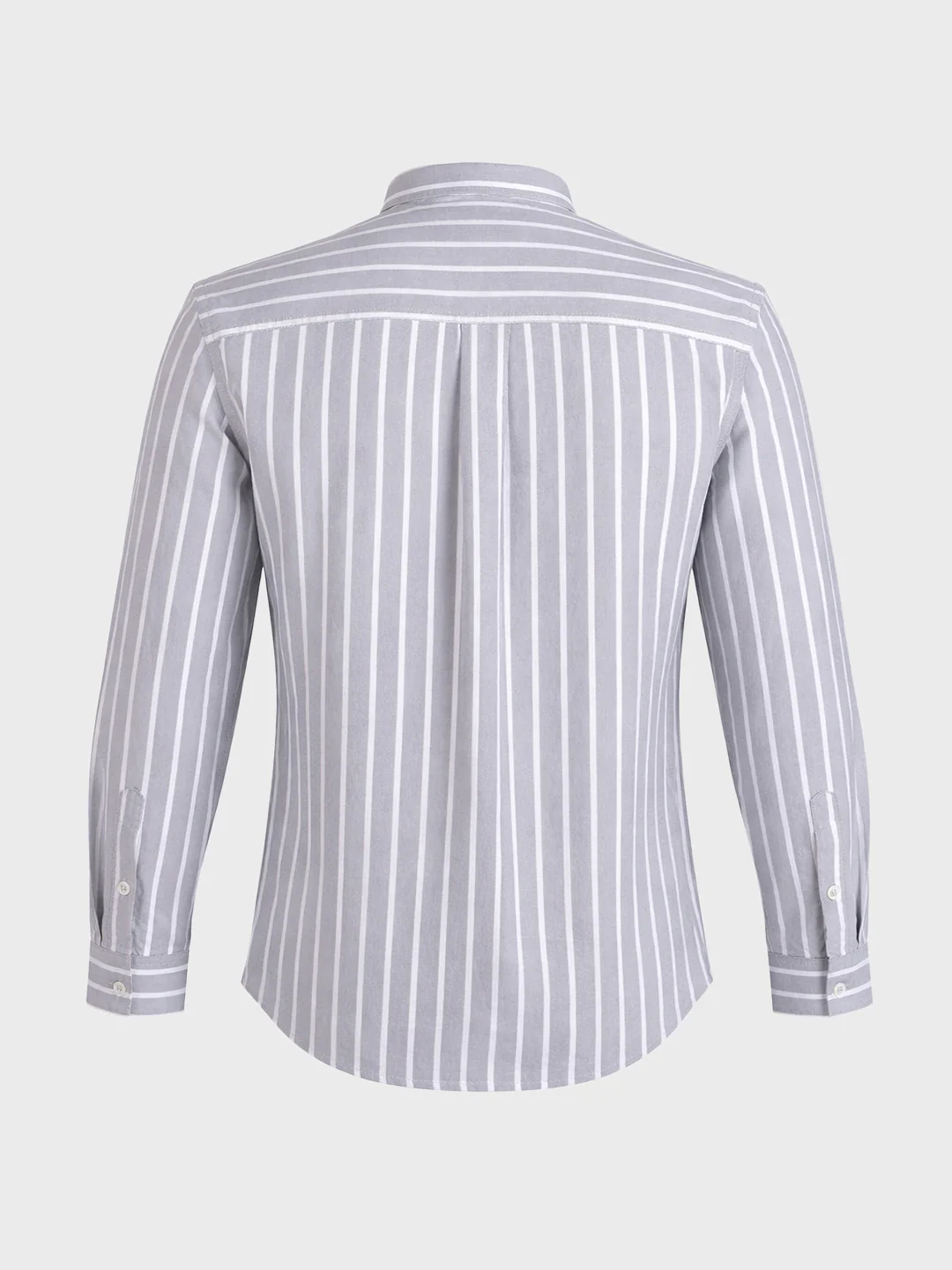 Men's Grey Slim Fit Striped Casual Shirts - Image 7