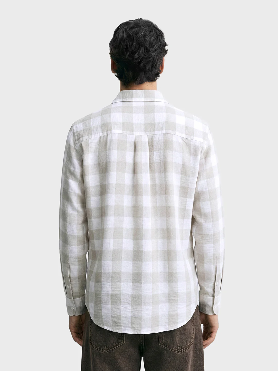 Men's Grey Relaxed Fit Checked Casual Shirt - Image 2