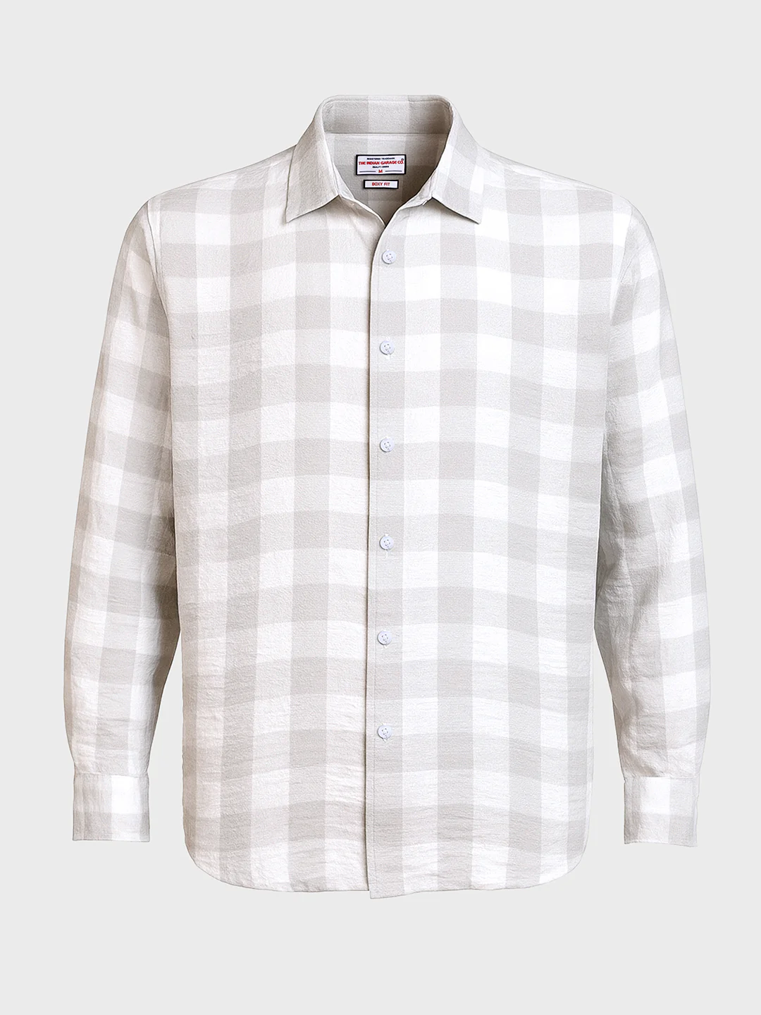 Men's Grey Relaxed Fit Checked Casual Shirt - Image 3