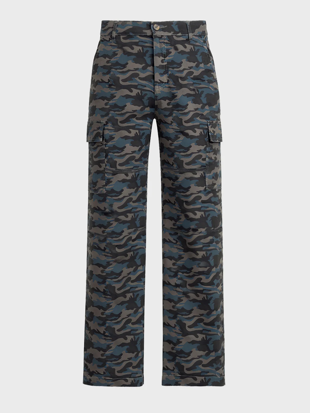 Men's Grey Relaxed Fit Color Blocked Utility Cargo - Image 5
