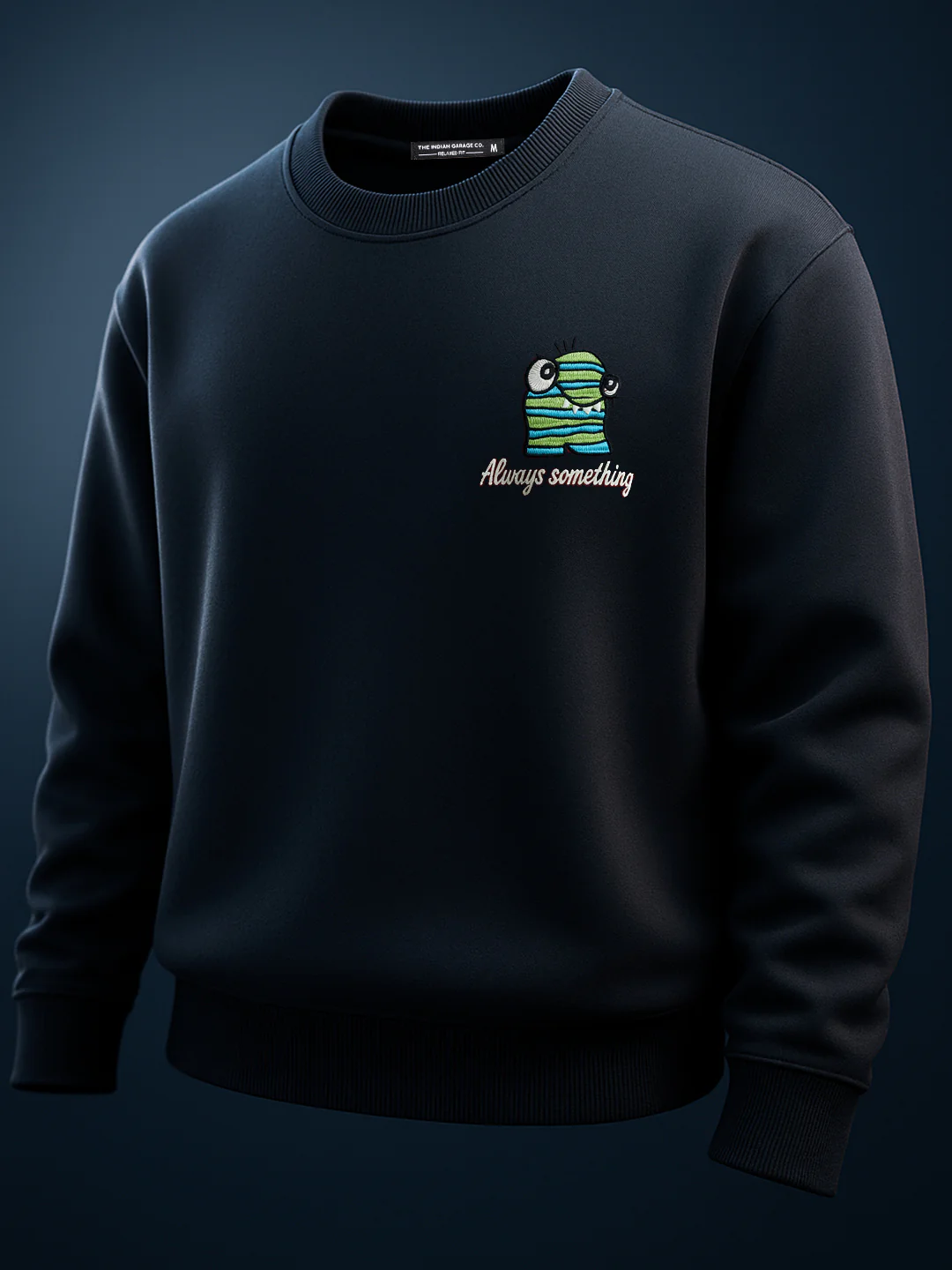Men's Grey Relaxed Fit Embroided Casual Sweatshirt - Image 2
