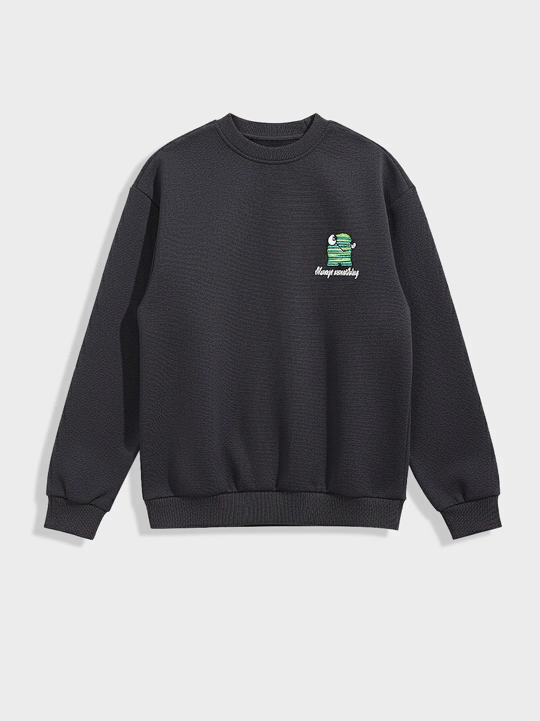 Men's Grey Relaxed Fit Embroided Casual Sweatshirt - Image 3