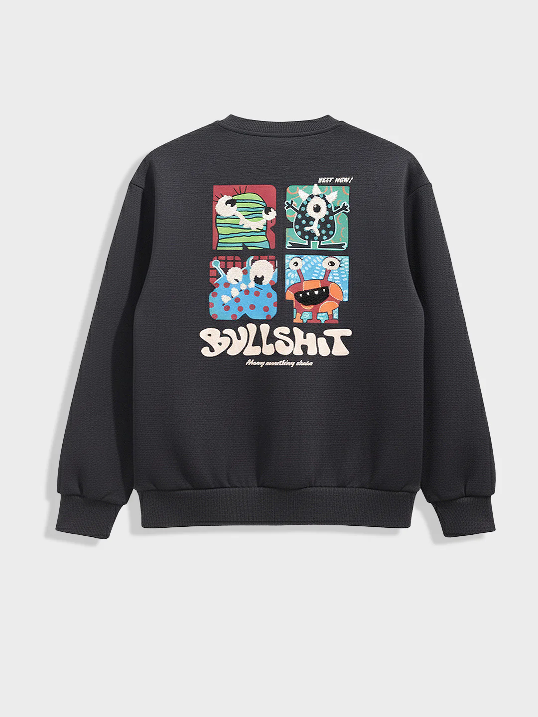 Men's Grey Relaxed Fit Embroided Casual Sweatshirt - Image 4
