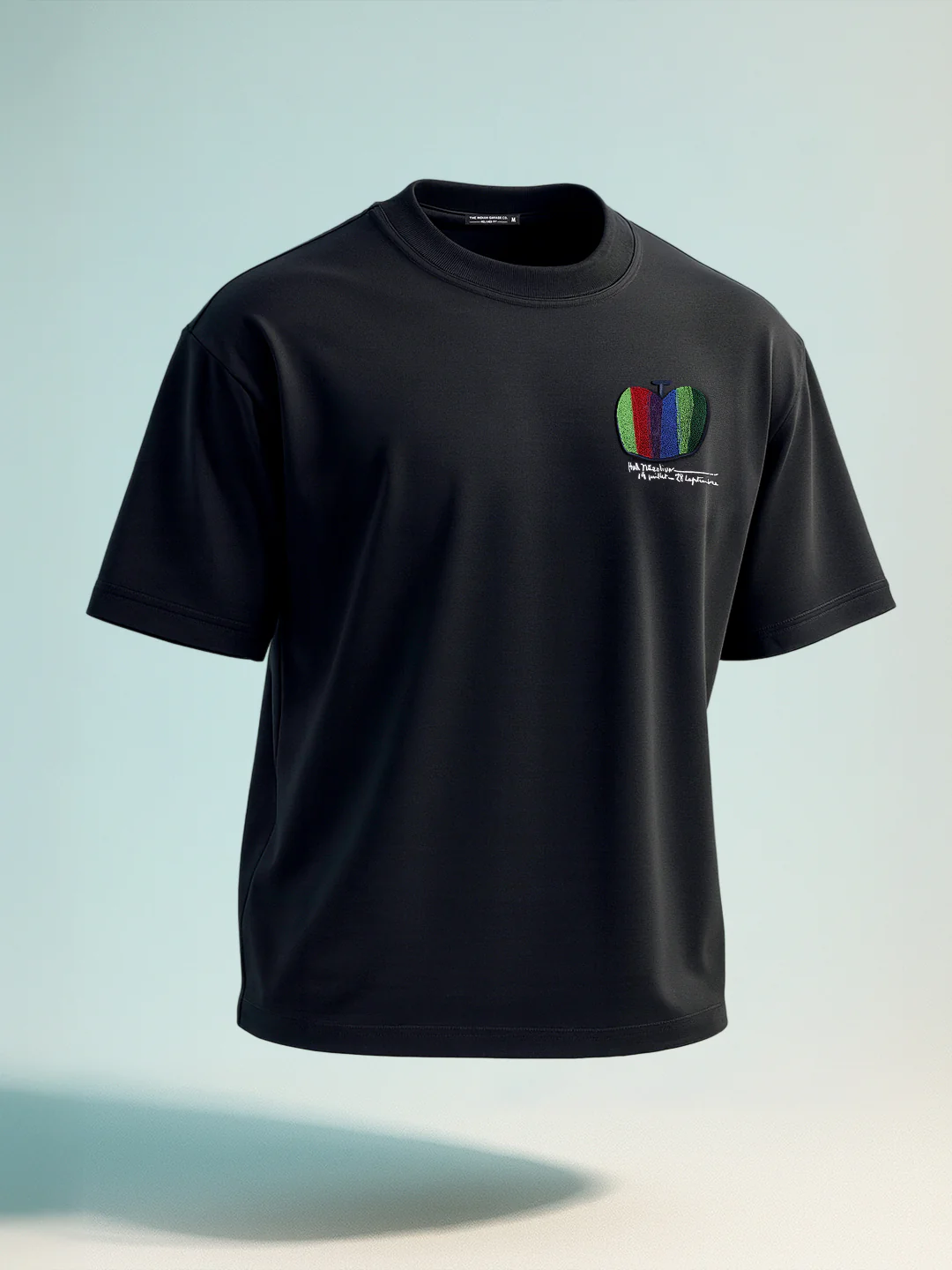 Men's Grey Relaxed Fit Embroided 240 GSM Casual T-Shirt - Image 2