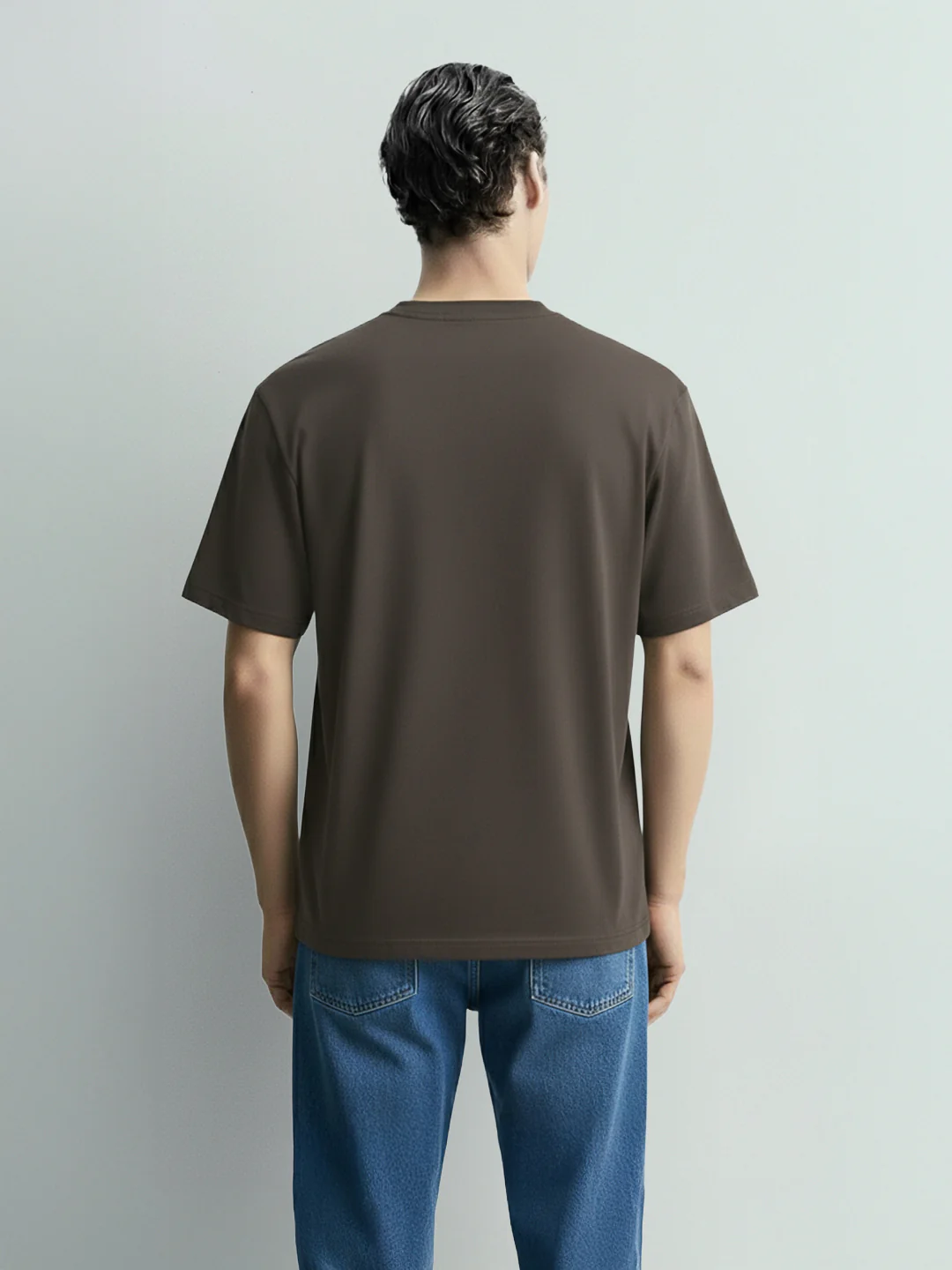 Men's Grey Relaxed Fit Embroided 240 GSM Casual T-Shirt - Image 4