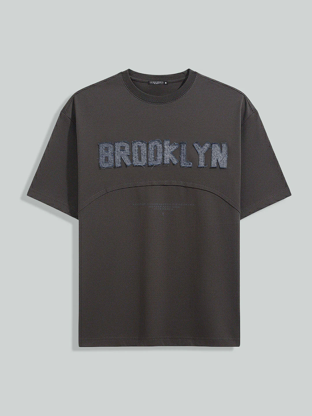 Men's Grey Relaxed Fit Embroided 240 GSM Casual T-Shirt - Image 5
