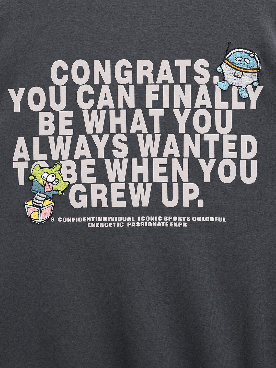 Men's Grey Relaxed Fit Graphic Printed Casual Sweatshirt - Image 5