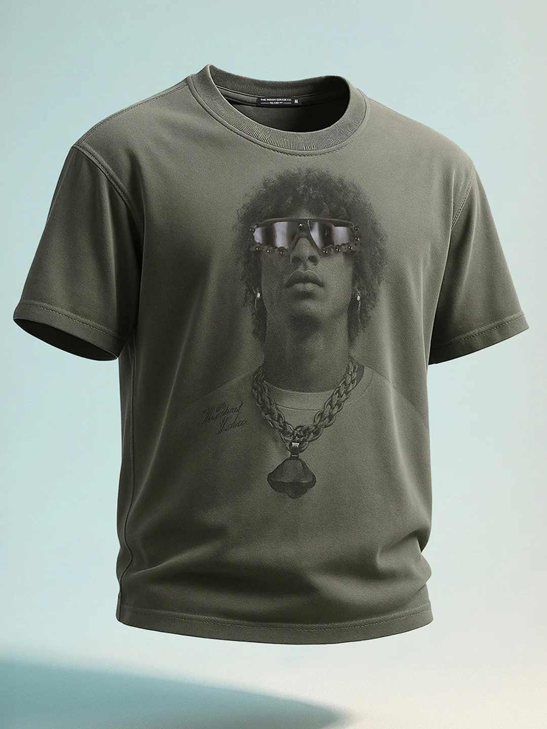 Men's Grey Relaxed Fit Graphic Printed 240 GSM Street Wear T-Shirt - Image 2
