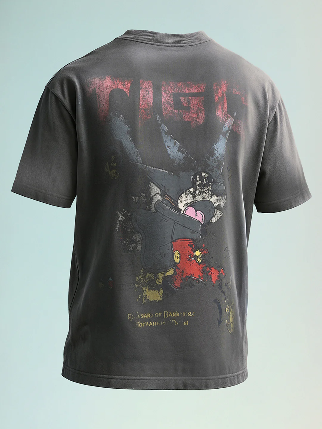 Men's Grey Relaxed Fit Graphic Printed 240 GSM Street Wear T-Shirt - Image 3