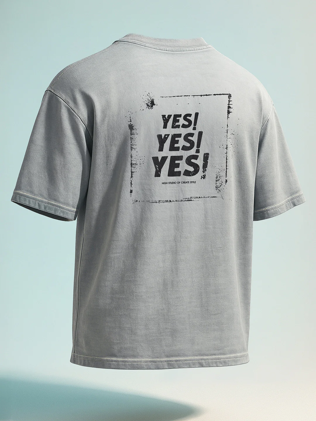 Men's Grey Relaxed Fit Graphic Printed 240 GSM Street Wear T-Shirt - Image 3