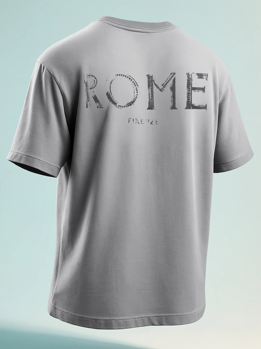 Men's Grey Relaxed Fit Graphic Printed 240 GSM Street Wear T-Shirt - Image 3